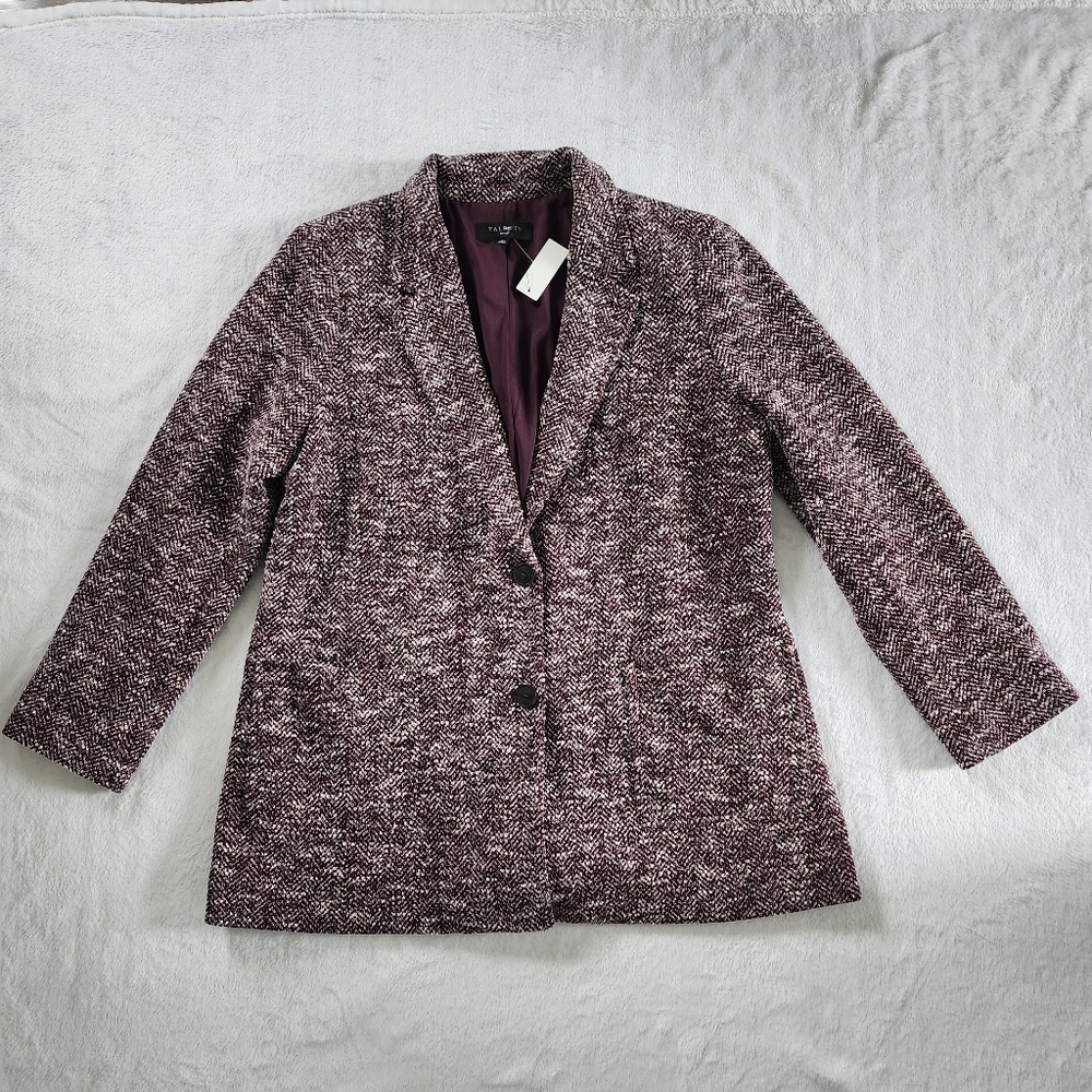 TALBOTS Womens Purple Tweed Blazer‎ Classic Jacket 16 Petite NWT Officecore